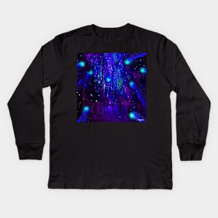 TREES MOON AND SHOOTING STARS Kids Long Sleeve T-Shirt